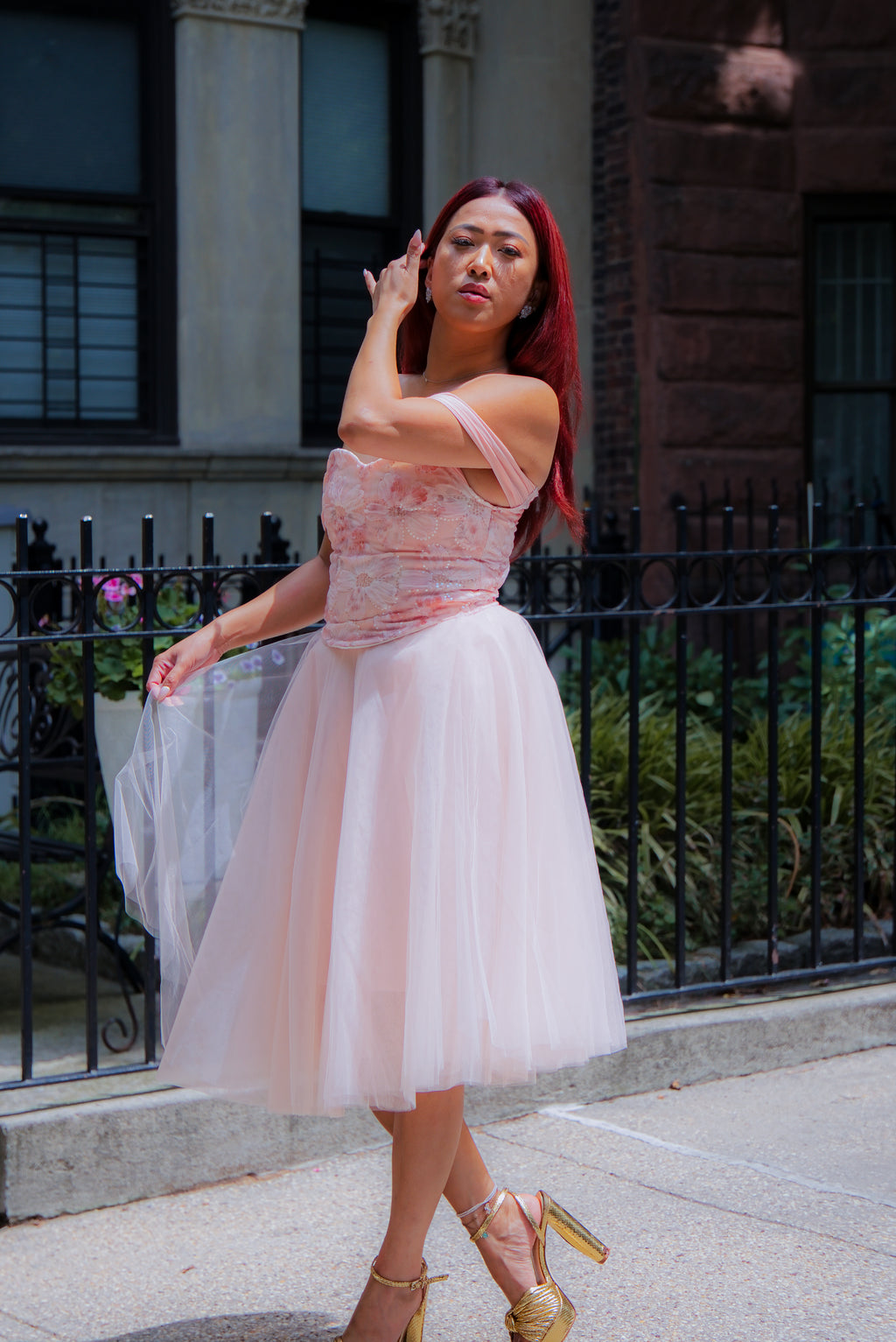 Isabelle Midi Skirt Blush Pink