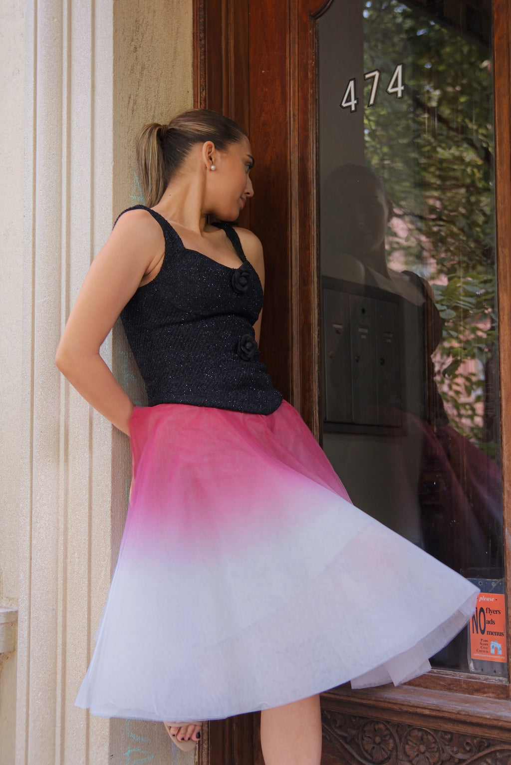Isabelle Midi Skirt Ombré Red