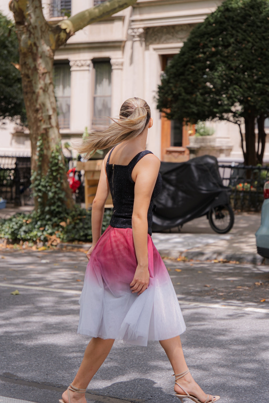 Isabelle Midi Skirt Ombré Red
